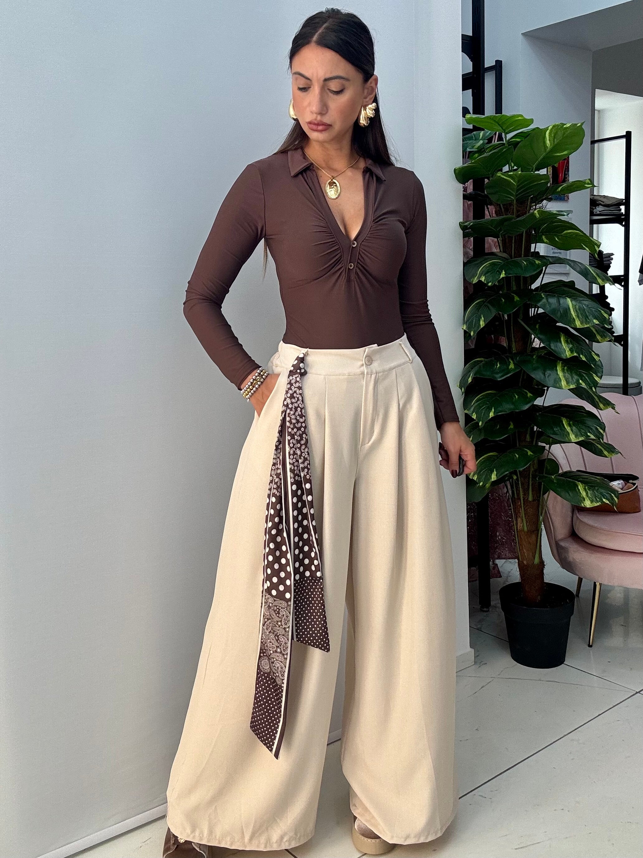 Pantalone Foulard Panna